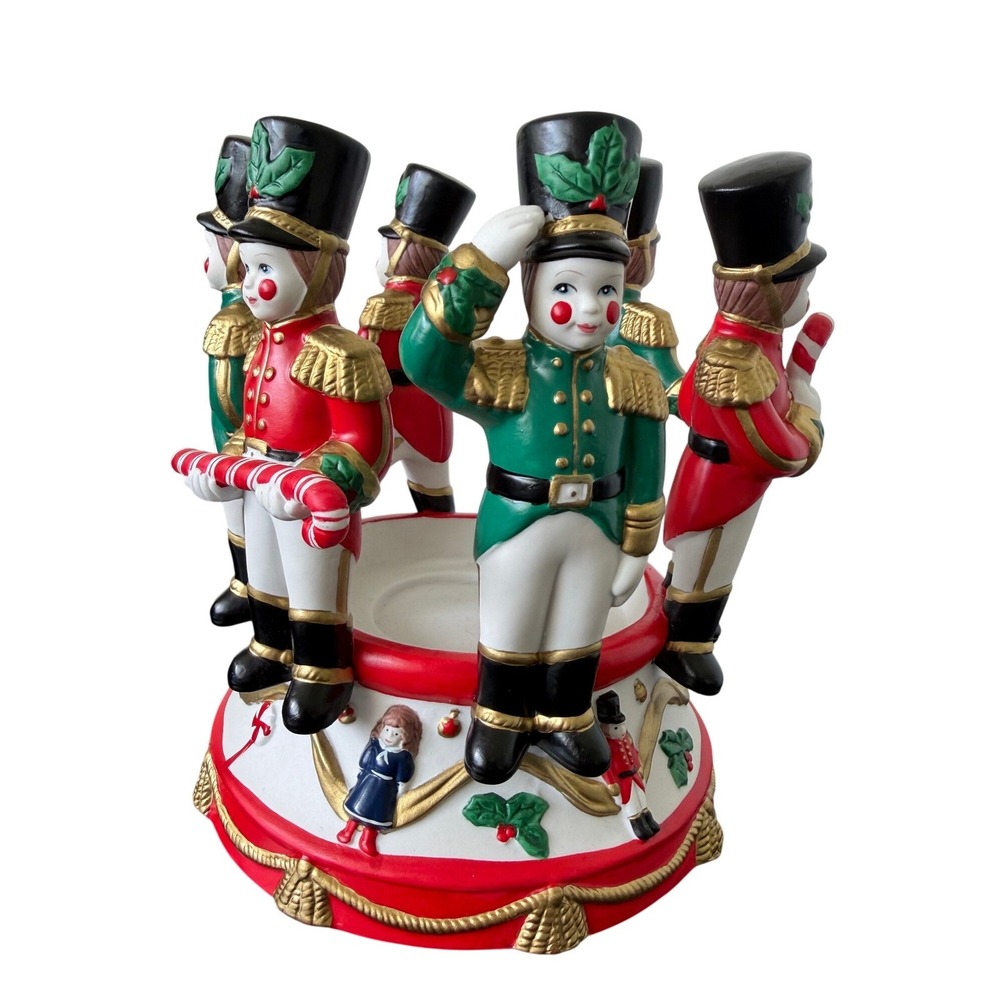 PartyLite Toy Soldier Christmas Ceramic Pillar Candle Holder Holiday Nutcracker